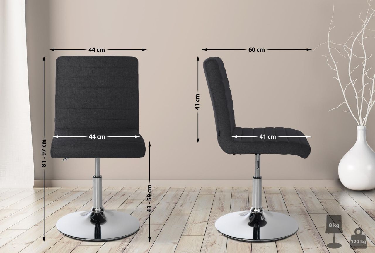 2er Set Esszimmerstuhl Elvas Stoff schwarz