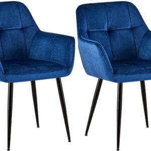 2er Set Esszimmerstuhl Emia Samt blau