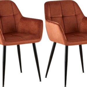2er Set Esszimmerstuhl Emia Samt braun