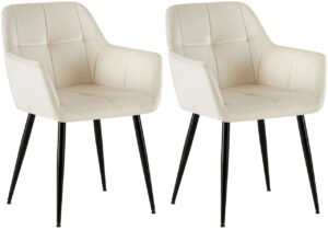 2er Set Esszimmerstuhl Emia Samt creme