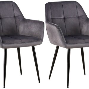 2er Set Esszimmerstuhl Emia Samt grau