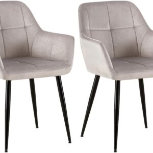 2er Set Esszimmerstuhl Emia Samt hellgrau