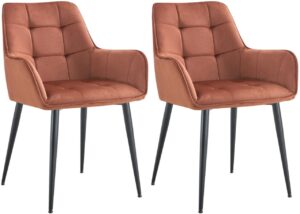 2er Set Esszimmerstuhl Ferndale Samt braun