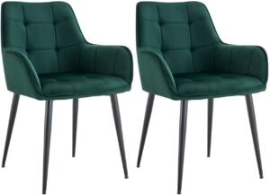 2er Set Esszimmerstuhl Ferndale Samt dunkelgruen