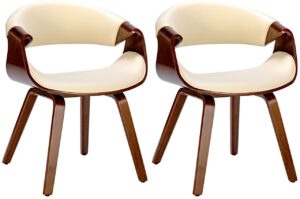 2er Set Esszimmerstuhl Foley Kunstleder walnusscreme