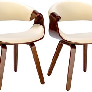 2er Set Esszimmerstuhl Foley Kunstleder walnuss/creme