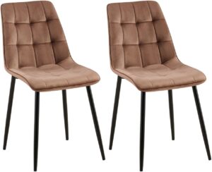 2er Set Esszimmerstuhl Gifford Samt braun