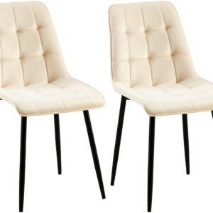 2er Set Esszimmerstuhl Gifford Samt creme