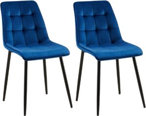 2er Set Esszimmerstuhl Gifford Samt dunkelblau