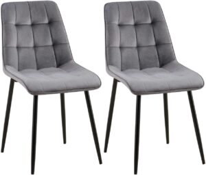 2er Set Esszimmerstuhl Gifford Samt dunkelgrau