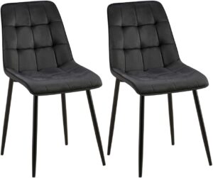 2er Set Esszimmerstuhl Gifford Samt schwarz