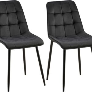 2er Set Esszimmerstuhl Gifford Samt schwarz