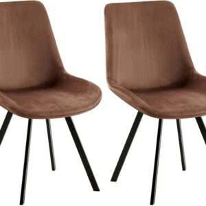 2er Set Esszimmerstuhl Lewes Samt braun
