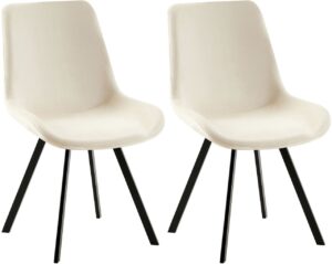 2er Set Esszimmerstuhl Lewes Samt creme