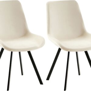 2er Set Esszimmerstuhl Lewes Samt creme