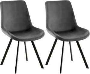 2er Set Esszimmerstuhl Lewes Samt dunkelgrau