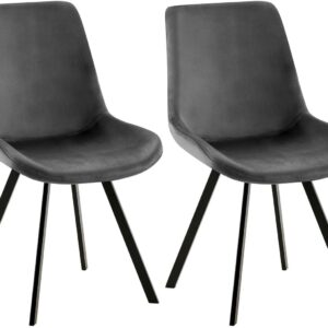 2er Set Esszimmerstuhl Lewes Samt dunkelgrau