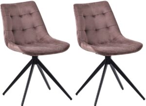 2er Set Esszimmerstuhl Merna Samt braun