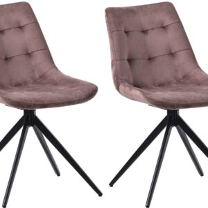 2er Set Esszimmerstuhl Merna Samt braun
