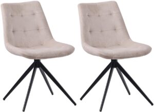 2er Set Esszimmerstuhl Merna Samt creme