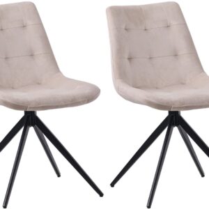 2er Set Esszimmerstuhl Merna Samt creme