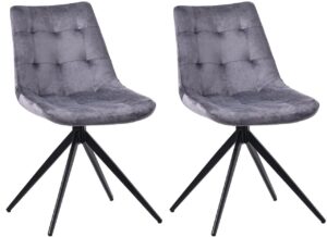 2er Set Esszimmerstuhl Merna Samt dunkelgrau