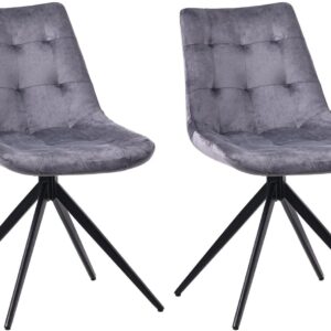 2er Set Esszimmerstuhl Merna Samt dunkelgrau