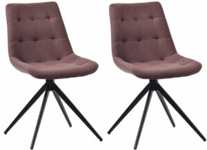 2er Set Esszimmerstuhl Merna Stoff braun