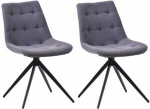 2er Set Esszimmerstuhl Merna Stoff dunkelgrau