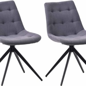 2er Set Esszimmerstuhl Merna Stoff dunkelgrau
