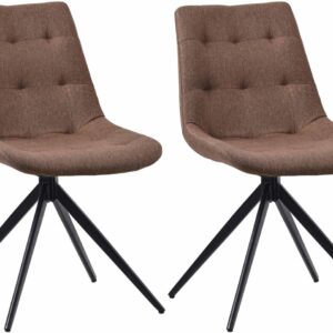 2er Set Esszimmerstuhl Merna Stoff taupe