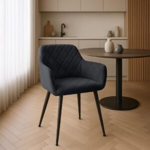 2er Set Esszimmerstuhl Monett Samt B schwarz