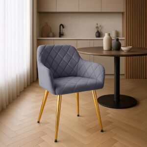 2er Set Esszimmerstuhl Monett Samt G dunkelgrau