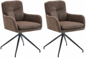 2er Set Esszimmerstuhl Pickett Stoff braun