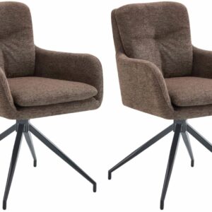 2er Set Esszimmerstuhl Pickett Stoff braun
