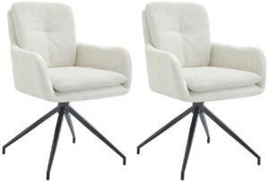 2er Set Esszimmerstuhl Pickett Stoff creme