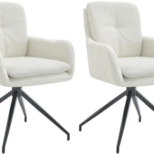 2er Set Esszimmerstuhl Pickett Stoff creme