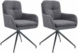 2er Set Esszimmerstuhl Pickett Stoff dunkelgrau
