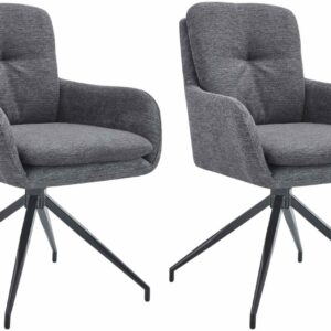 2er Set Esszimmerstuhl Pickett Stoff dunkelgrau