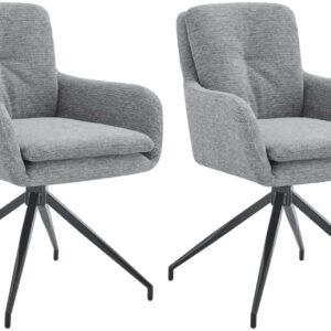 2er Set Esszimmerstuhl Pickett Stoff grau