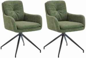 2er Set Esszimmerstuhl Pickett Stoff gruen