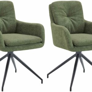 2er Set Esszimmerstuhl Pickett Stoff grün