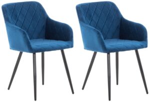 2er Set Esszimmerstuhl Shila Samt blau