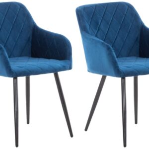 2er Set Esszimmerstuhl Shila Samt blau
