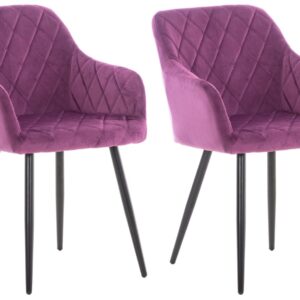 2er Set Esszimmerstuhl Shila Samt lila