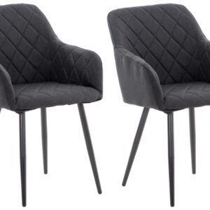 2er Set Esszimmerstuhl Shila Stoff schwarz
