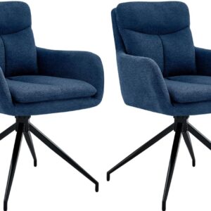 2er Set Esszimmerstuhl Somers Stoff blau