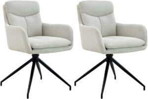 2er Set Esszimmerstuhl Somers Stoff creme