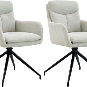 2er Set Esszimmerstuhl Somers Stoff creme