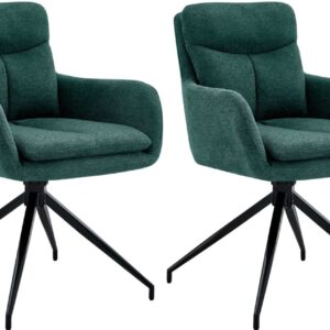 2er Set Esszimmerstuhl Somers Stoff grün